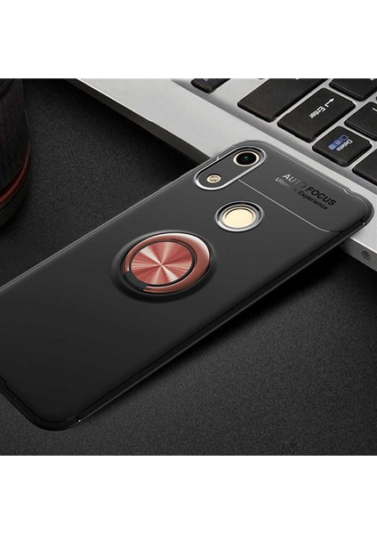 Huawei Y6S 2019 Kılıf Yüzüklü Silikon Range - Siyah-Rose Gold