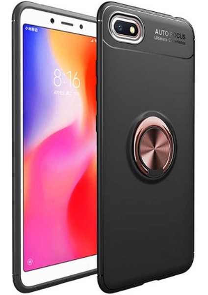 Huawei Y5 2018 Kılıf Yüzüklü Silikon Range - Siyah-Rose Gold