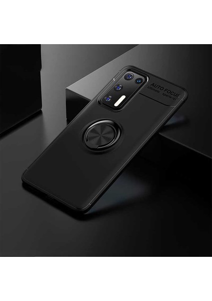 Huawei P40 Kılıf Yüzüklü Silikon Range - Siyah