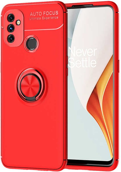 One Plus Nord N100 Kılıf Yüzüklü Silikon Range - Kırmızı