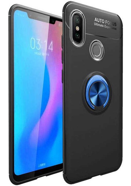Xiaomi Mi 6x Kılıf Yüzüklü Silikon Range - Siyah-Mavi