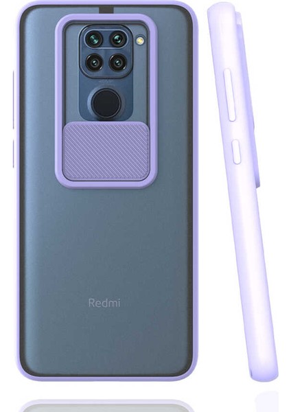 Xiaomi Redmi Note 9 Kılıf Lens Sürgülü Kamera Korumalı Silikon - Lila