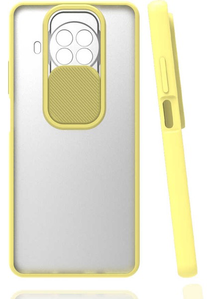 Xiaomi Redmi Note 9 Pro 5g Kılıf Lens Sürgülü Kamera Korumalı Silikon - Sarı