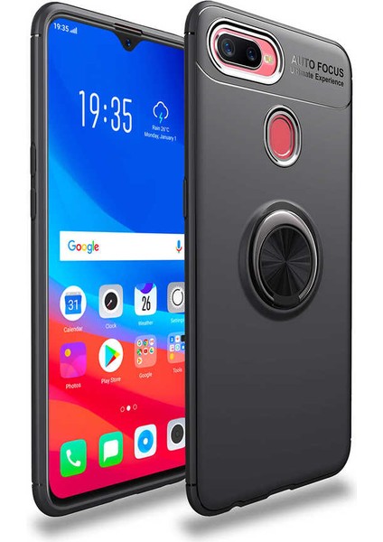 Oppo A7X Kılıf Yüzüklü Silikon Range - Siyah