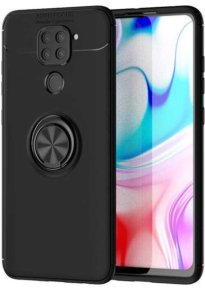 Xiaomi Redmi Note 9 Kılıf Yüzüklü Silikon Range - Siyah