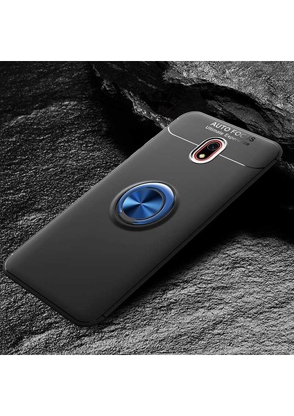 Xiaomi Redmi 8A Kılıf Yüzüklü Silikon Range - Siyah-Mavi