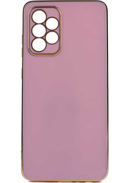 Galaxy A52 Kılıf Parlak Detaylı Kamera Korumalı Silikon - Mor