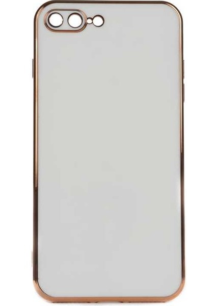 Apple iPhone 8 Plus Kılıf Parlak Detaylı Kamera Korumalı Silikon - Beyaz