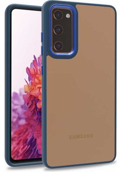 Samsung S20 Fe Kılıf Arkası Şeffaf Kenar Korumalı Silikon Dora- Mavi