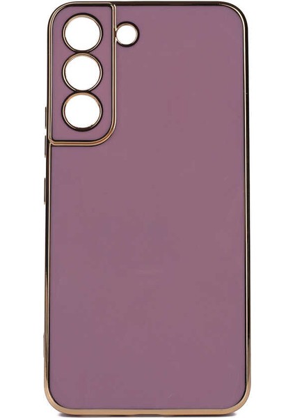 Galaxy S22 Kılıf Parlak Detaylı Kamera Korumalı Silikon - Mor