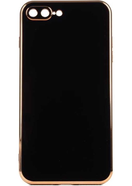 Apple iPhone 8 Plus Kılıf Parlak Detaylı Kamera Korumalı Silikon - Siyah