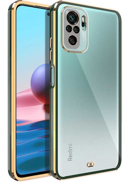 Xiaomi Redmi Note 10 Kılıf Parlak Detaylı Kamera Korumalı Silikon - Yeşil