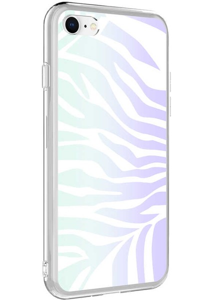 Apple iPhone Se 2020 Kılıf Desenli M-Blue Silikon - Zebra No1