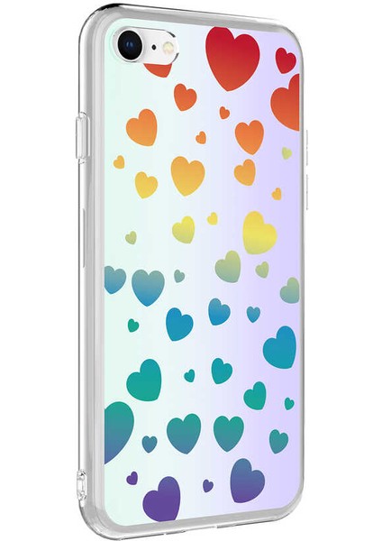 Apple iPhone 8 Kılıf Desenli M-Blue Silikon - Heart No3