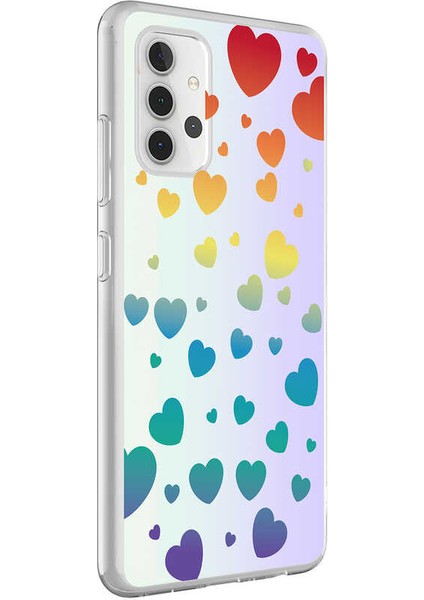 Galaxy A32 4g Kılıf Desenli M-Blue Silikon - Heart No3