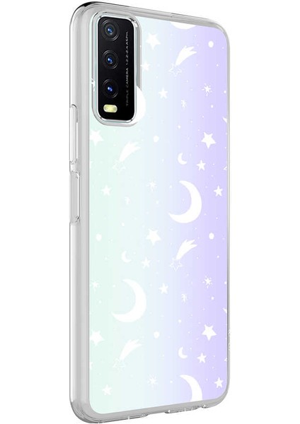 Vivo Y11S Kılıf Desenli M-Blue Silikon - Moon No4