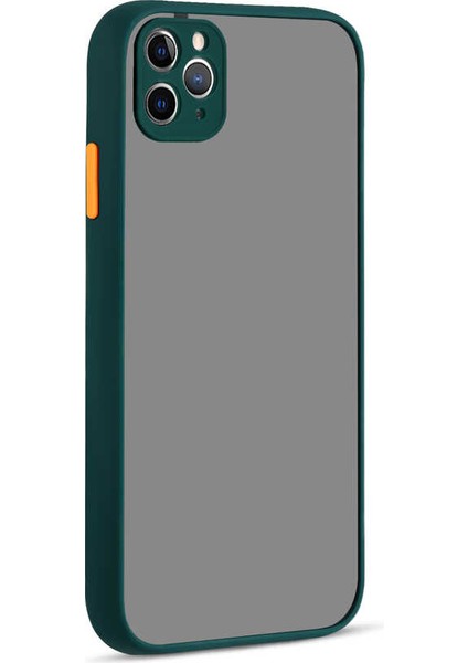 Apple iPhone 11 Pro Max Kılıf Mat Buzlu Kamera Korumalı Silikon - Koyu Yeşil