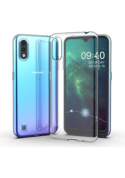 Galaxy A01 Kılıf Şeffaf Silikon Lüx