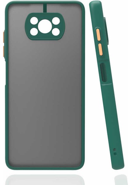 Xiaomi Poco X3 Kılıf Mat Buzlu Kamera Korumalı Silikon - Koyu Yeşil