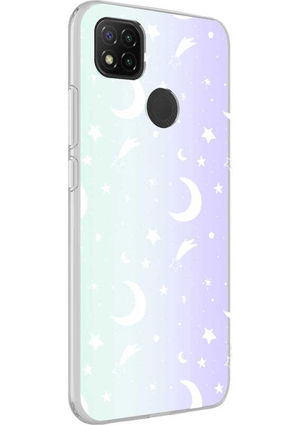 Xiaomi Redmi 9c Kılıf Desenli M-Blue Silikon - Moon No4
