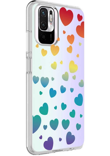 Xiaomi Redmi Note 10 Kılıf Desenli M-Blue Silikon - Heart No3