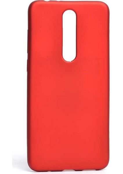 Nokia 5.1 Plus Kılıf Silikon Yumuşak Dokulu Premium- Kırmızı
