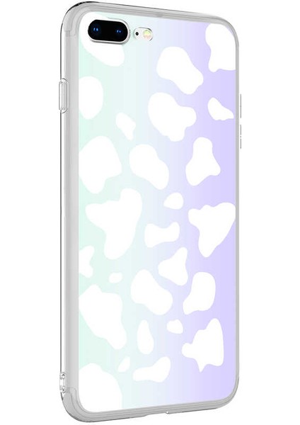 Apple iPhone 8 Plus Kılıf Desenli M-Blue Silikon - Cow No2