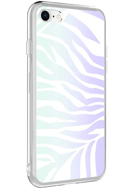 Apple iPhone 8 Kılıf Desenli M-Blue Silikon - Zebra No1
