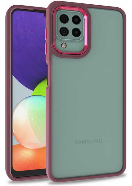 Samsung M32 Kılıf Arkası Şeffaf Kenar Korumalı Silikon Dora- Kırmızı