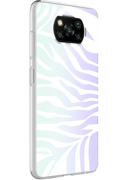 Xiaomi Poco X3 Kılıf Desenli M-Blue Silikon - Zebra No1