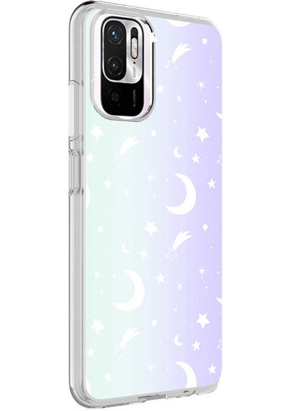 Xiaomi Redmi Note 10 Kılıf Desenli M-Blue Silikon - Moon No4