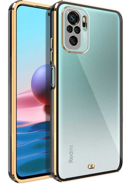 Xiaomi Redmi Note 10 Kılıf Parlak Detaylı Kamera Korumalı Silikon - Siyah