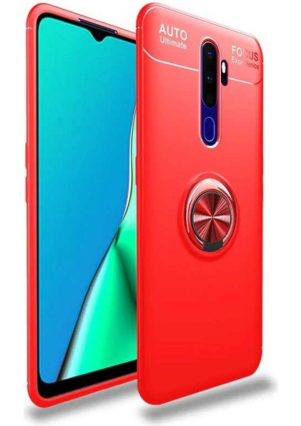 Oppo A5 2020 Kılıf Yüzüklü Silikon Range - Kırmızı