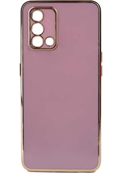 Oppo A74 4g Kılıf Parlak Detaylı Kamera Korumalı Silikon - Mor