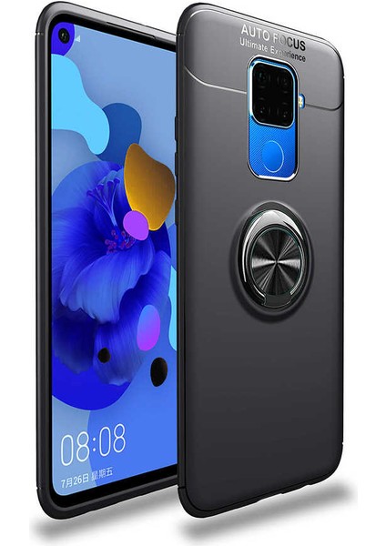 Huawei Mate 30 Lite Kılıf Yüzüklü Silikon Range - Siyah