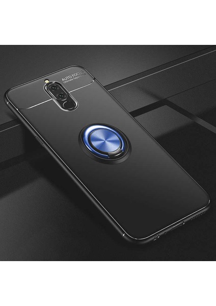 Huawei Mate 10 Lite Kılıf Yüzüklü Silikon Range - Siyah-Mavi