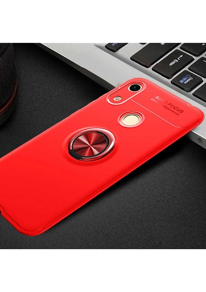 Huawei Y6S 2019 Kılıf Yüzüklü Silikon Range - Kırmızı