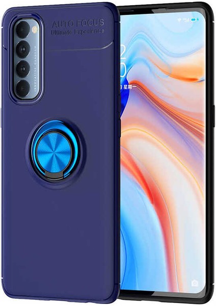 Oppo Reno 4 Pro 4g Kılıf Yüzüklü Silikon Range - Mavi
