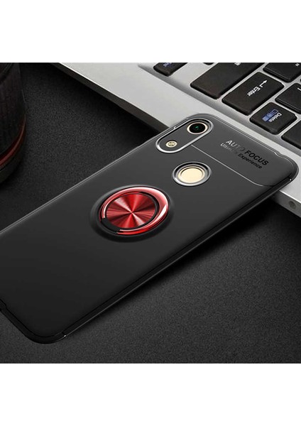 Huawei Y6S 2019 Kılıf Yüzüklü Silikon Range - Siyah-Kırmızı