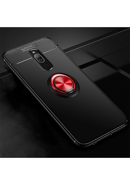 Xiaomi Redmi 8 Kılıf Yüzüklü Silikon Range - Siyah-Kırmızı