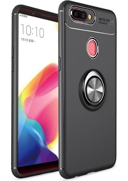 Oppo Ax7 Kılıf Yüzüklü Silikon Range - Siyah