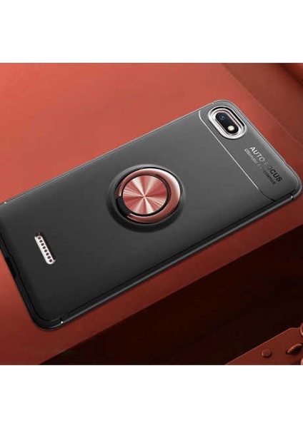 Xiaomi Redmi 6A Kılıf Yüzüklü Silikon Range - Siyah-Rose Gold