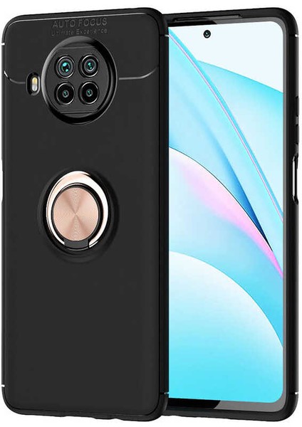 Xiaomi Mi 10T Lite 5g Kılıf Yüzüklü Silikon Range - Siyah-Rose Gold