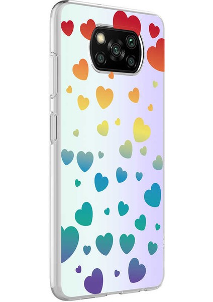 Xiaomi Poco X3 Kılıf Desenli M-Blue Silikon - Heart No3
