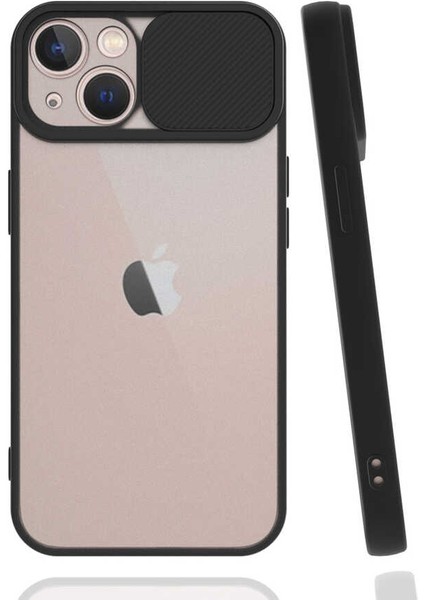 Apple iPhone 13 Mini Kılıf Lens Sürgülü Kamera Korumalı Silikon - Siyah