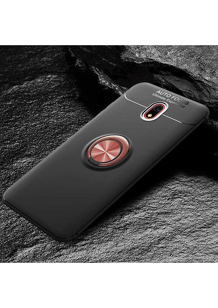 Xiaomi Redmi 8A Kılıf Yüzüklü Silikon Range - Siyah-Rose Gold