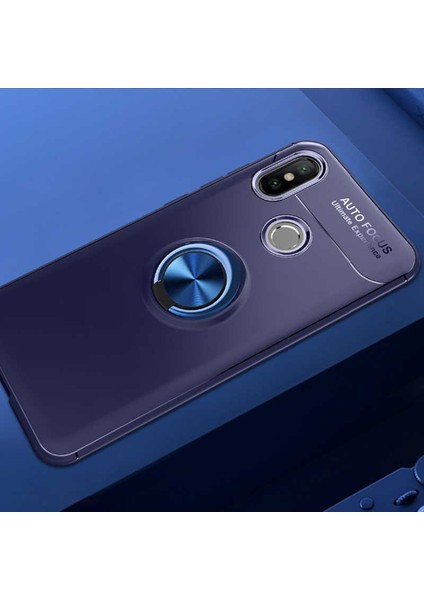 Xiaomi Mi 8 Kılıf Yüzüklü Silikon Range - Mavi