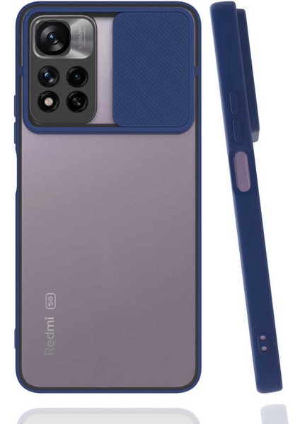 Xiaomi Redmi Note 11 Pro Plus 5g Kılıf Lens Sürgülü Kamera Korumalı Silikon - Lacivert
