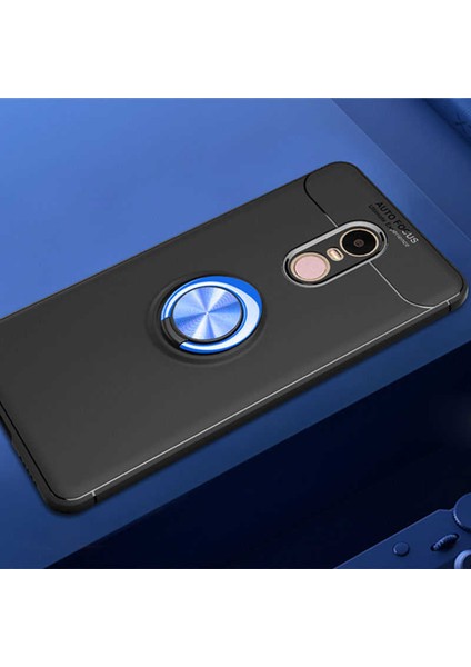 Xiaomi Redmi Note 4x Kılıf Yüzüklü Silikon Range - Siyah-Mavi