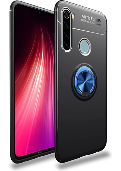 Xiaomi Redmi Note 8t Kılıf Yüzüklü Silikon Range - Siyah-Mavi
